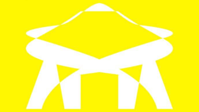 Digital semi abstract image in strong yellow and white. Showing the work of Danae Tapia during the Digital Witchcraft show, July 2019.