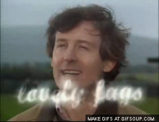 A gif from the comedy Father Ted showing a man enjoying the taste of a cigarette, the words spell 'lovely fags' in simulated smoke. Used to mark WORM's smoking room officially closed to smokers in January 2020